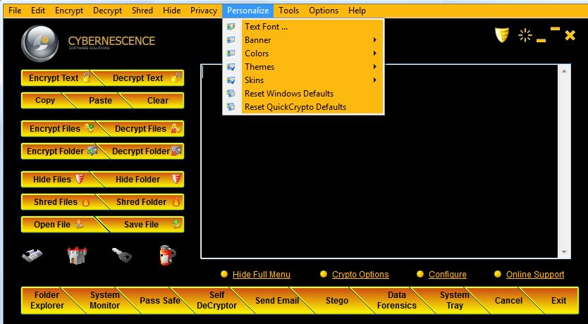 personalize full menu